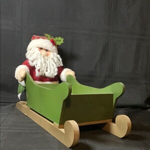 Santa Claus in Green Sleigh Display